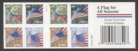 Lot 121 United States SC#4785d Forever Multicolored 2013 Flags Issue, Double Sided Booklet, A VFNH Booklet Of 20, Click on Listing to See ALL Pictures, 2017 Scott Cat. $20