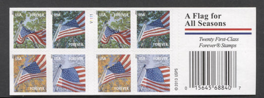 Lot 123 United States SC#4799b Forever Multicolored 2013 Flags Issue, Double Sided Booklet, A VFNH Booklet Of 20, Click on Listing to See ALL Pictures, 2017 Scott Cat. $20