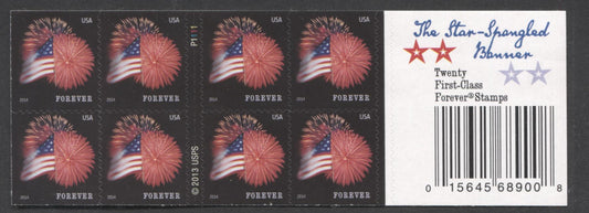 Lot 124 United States SC#4855a Forever Multicolored 2014 Flags & Fireworks Issue, Double Sided Booklet, A VFNH Booklet Of 20, Click on Listing to See ALL Pictures, 2017 Scott Cat. $20