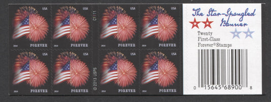 Lot 125 United States SC#4869a Forever Multicolored 2014 Flags & Fireworks Issue, Double Sided Booklet, A VFNH Booklet Of 20, Click on Listing to See ALL Pictures, 2017 Scott Cat. $20