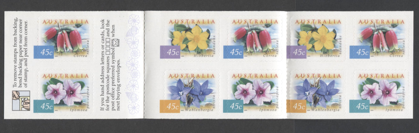 Australia SC#1742De 45c Multicolored 1999 Flora/Fauna Issues, A VFNH Booklet Of 10, Click on Listing to See ALL Pictures, 2017 Scott Cat. $10
