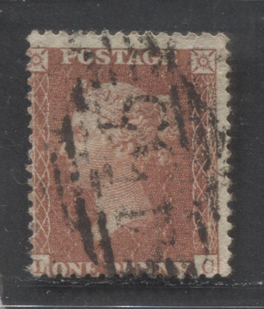 Lot  449 Great Britain - Barred Numeral Cancels For Ireland: 400-499 SC#20b 1d red Brown 1857-1863 1d Red Stars, Large Crown, White Paper, Perf. 14 Issue, #455, A VG Used Single, Estimated Value $95