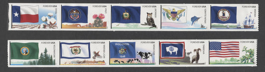 Lot 54 United States SC#4327a-4332a 2012 Flags Of Our Nation Issue, 2 VFNH Strips Of 5, Click on Listing to See ALL Pictures, 2017 Scott Cat. $10