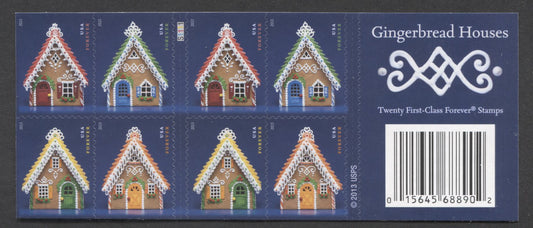 Lot 76 United States SC#4820b Forever Multicolored 2013 Gingerbread Houses Issue, Double Sided Booklet, A VFNH Booklet Of 20, Click on Listing to See ALL Pictures, 2017 Scott Cat. $20