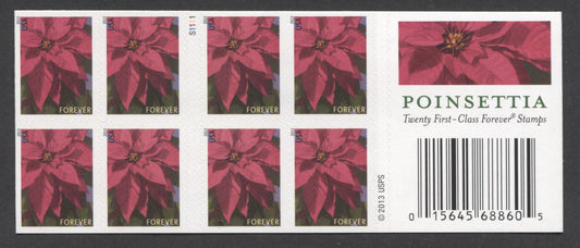 Lot 77 United States SC#4816a Forever Multicolored 2013 Poinsettia Issue, Double Sided Booklet, A VFNH Booklet Of 20, Click on Listing to See ALL Pictures, 2017 Scott Cat. $20