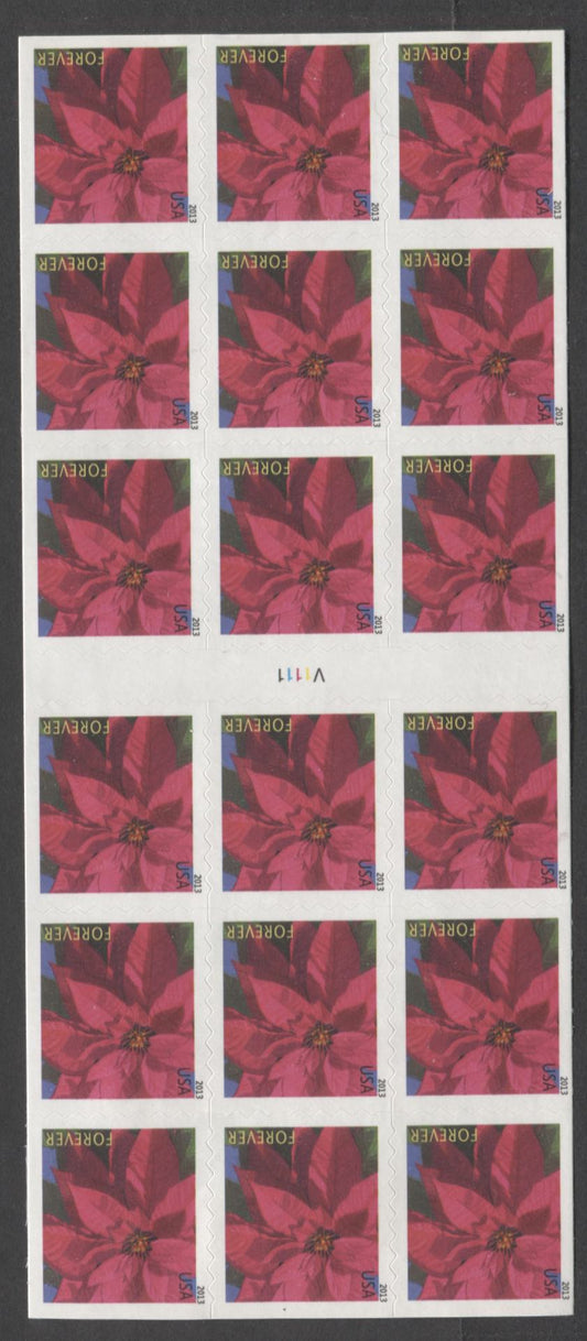 Lot 78 United States SC#4821a Forever Multicolored 2013 Poinsettia Issue, A VFNH Pane Of 18, Click on Listing to See ALL Pictures, 2017 Scott Cat. $18
