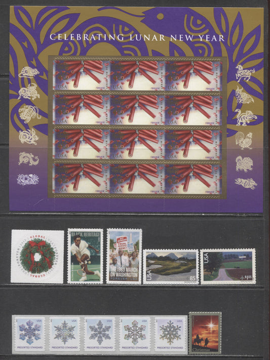 Lot 82 United States SC#4726/C150 2013 Christmas / Chinese New Year Issues, 8 VFNH Singles, Strip Of 5 & Sheet Of 12, Click on Listing to See ALL Pictures, 2017 Scott Cat. $22.35