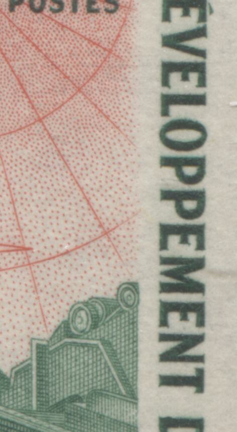 Canada #391var 5c Deep Emerald & Red Surveying Crew, 1961 Northern Development Issue, 2 VFNH Singles Major Leftward Vignette Shift, NF Ribbed Paper