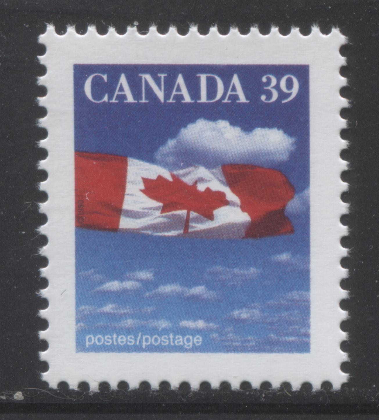 Canada #1166ii 39c Multicoloured Canadian Flag, 1987-1991 Mammal & Architecture Issue, A VFNH Single Perf. 13.6 x 13.1 Ashton Potter Printing on DF Peterborough Paper