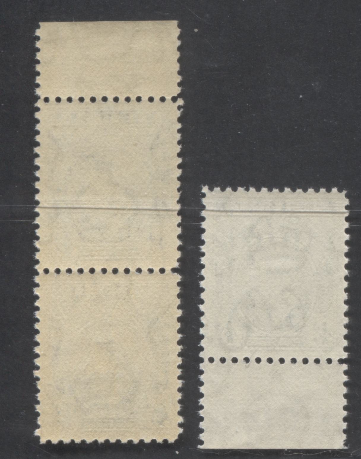 Nigeria #68var (SG#54avar) 4d Blue King George VI, 1938-1952 King George VI Definitive Issue, A VFNH Single & Vertical Pair, Line Perf 12, 1945 Printing, Constant Vertical Scratches From Right "4" to Trunk of Palm & Through Left "4d"