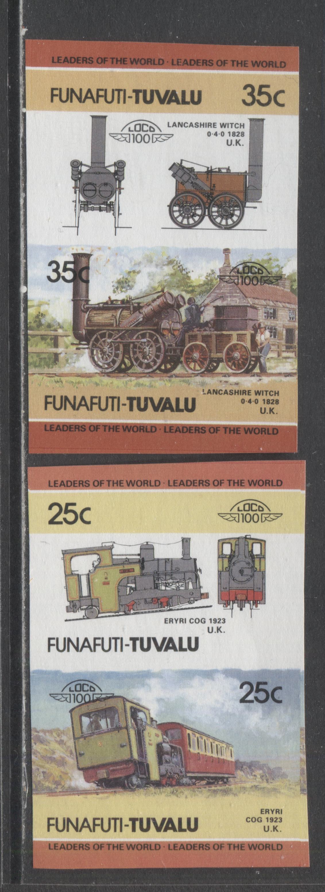 Lot 93 (C) Tuvalu SC#8/10 1984-1986 Leaders Of The World, 2 VFNH Imperf Pairs, Click on Listing to See ALL Pictures, Estimated Value $30