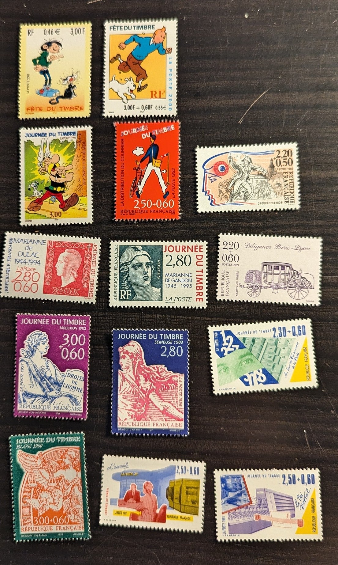 Lot 95 France SC#2623/B641 1989-2001 Stamp Day - Semi Postals, 14 VFNH Singles, Click on Listing to See ALL Pictures, 2017 Scott Cat. $20.7