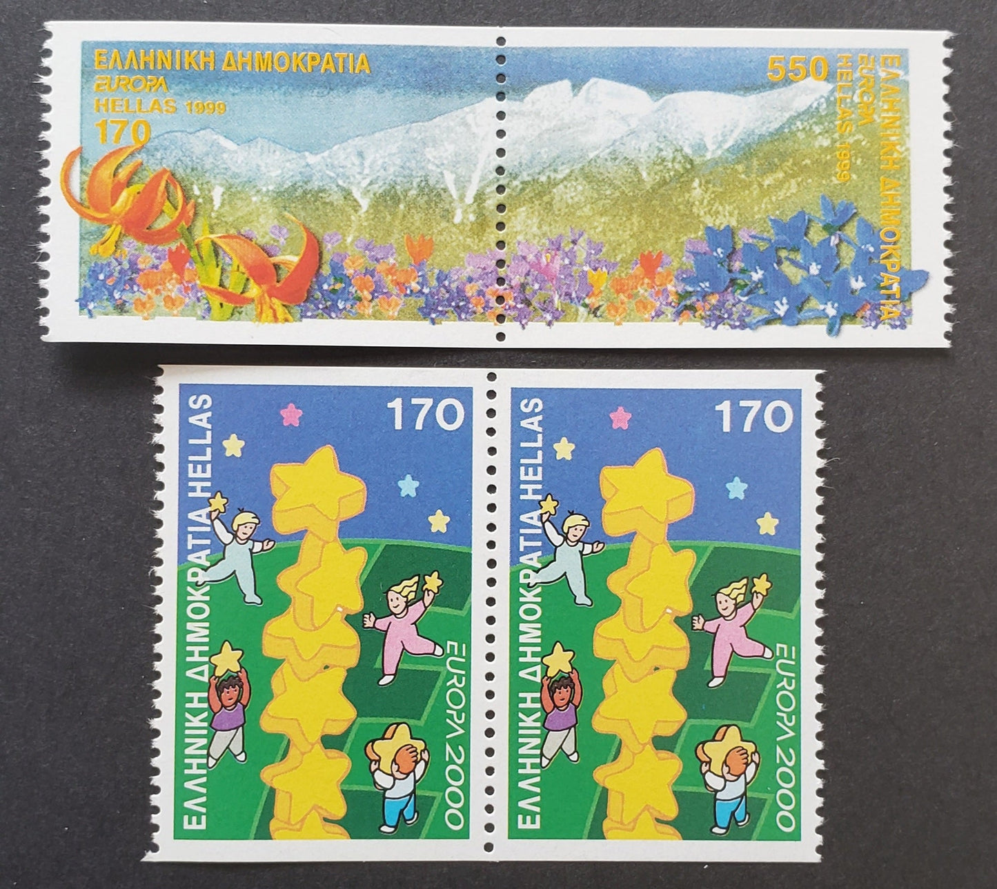 Greece SC#1936d/1959d 1999-2000 Europa Issue, 2 VFNH Pairs, Click on Listing to See ALL Pictures, 2022 Scott Classic Cat. $14