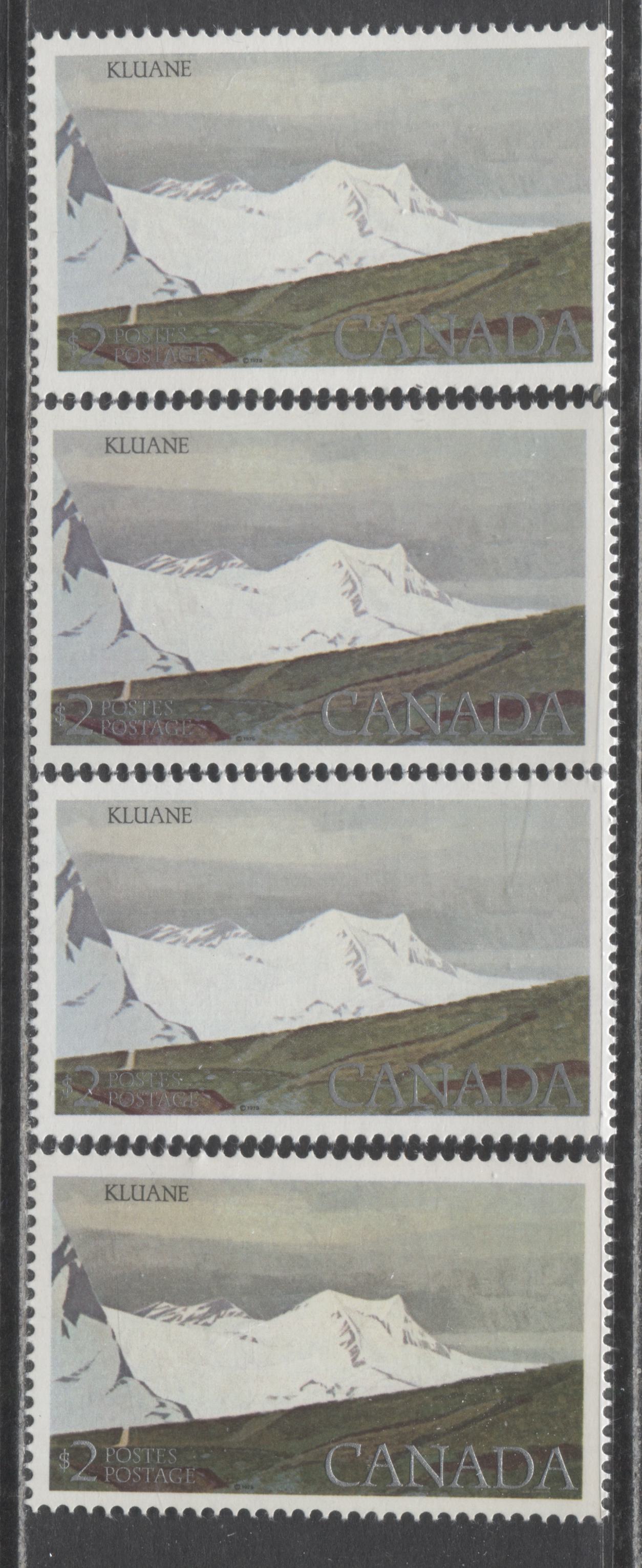 Lot 100 Canada #727i $2 Multicoloured Kluane National Park, 1977-1982 Floral & Environment Issue, 4 VFNH Singles All On DF1/DF1 Paper, Giving a Very Light Violet Glow Under UV On The Face, 4 Different Cloud, Mountain & Ground Shades