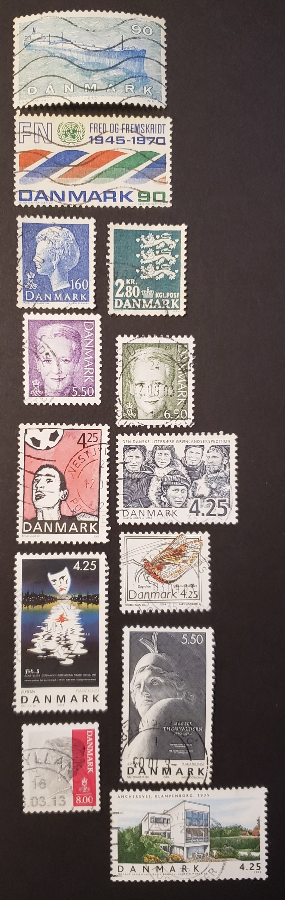 Denmark SC#475/1517 1970-2011 Ships / Queen Margrethe II Issues, 13 F-VF Used Singles, Click on Listing to See ALL Pictures, 2017 Scott Cat. $13.05