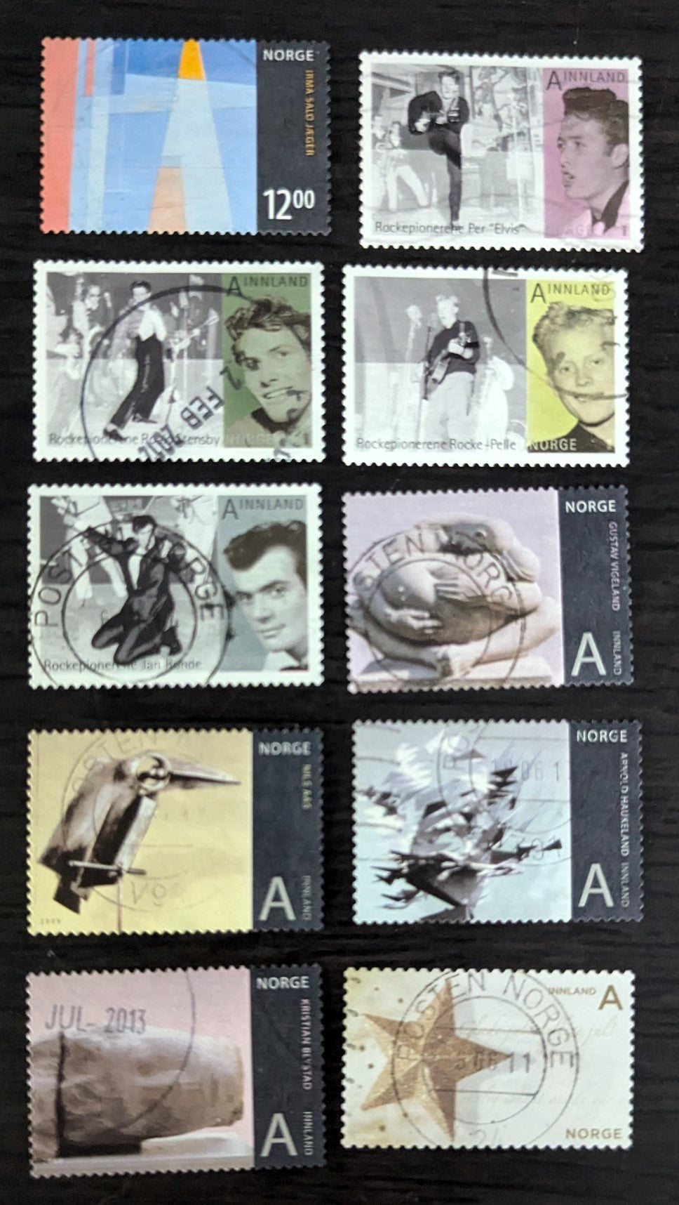 Norway SC#1569/1598 2009 Art - Christmas Issues, 10 Very Fine Used Singles, 2017 Scott Cat. $12.25