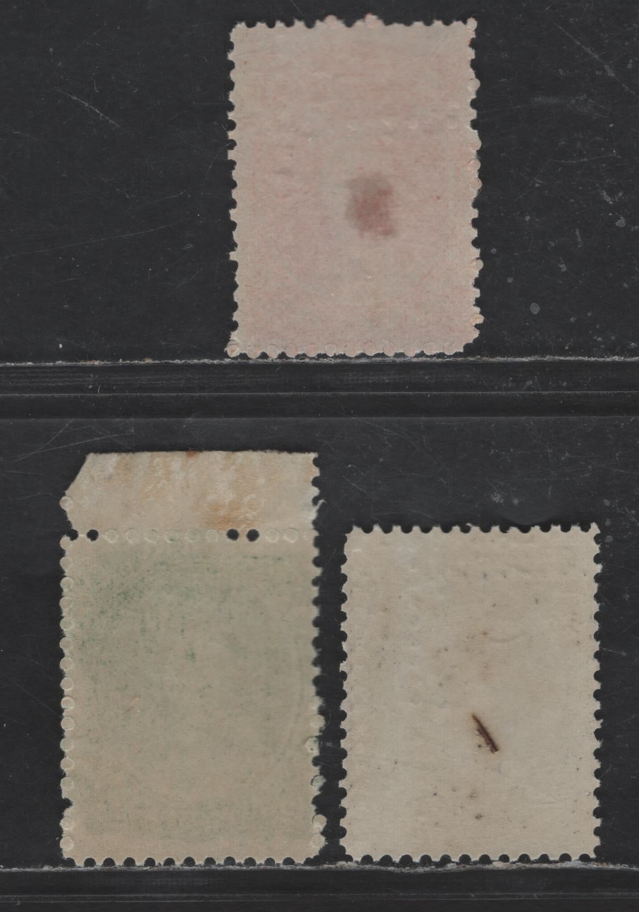 Lot 142 Nova Scotia #8a, 11a, 12 1c, 8.5c, 10c Black, Dark Green & Vermilion Queen Victoria, 1860-1867 Cents Issue, 3 VGNH & Fine NH Singles All On White Paper, Perf 12 x 11.75, 12, And 11.75 x 12