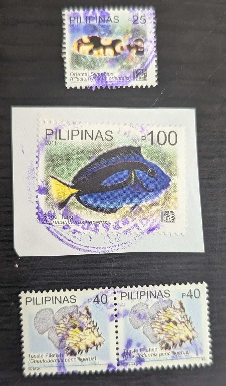 Philippines SC#3399/3449 2011-2012 Marine Life Issues, 3 Fine & Very Fine Used Singles & Pair, Click on Listing to See ALL Pictures, 2017 Scott Cat. $5.1