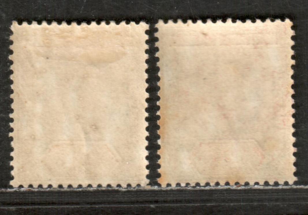 Northern Nigeria SG #22a 2d Pale Dull Purple & Yellow Orange, Dull Purple & Yellow Orange King Edward VII, 1905-1907 Imperium Keyplates Issue With Multiple Crown CA Wmk On Chalky Paper, 2 FOG Singles Shade Variations Of The June 1908 Printing