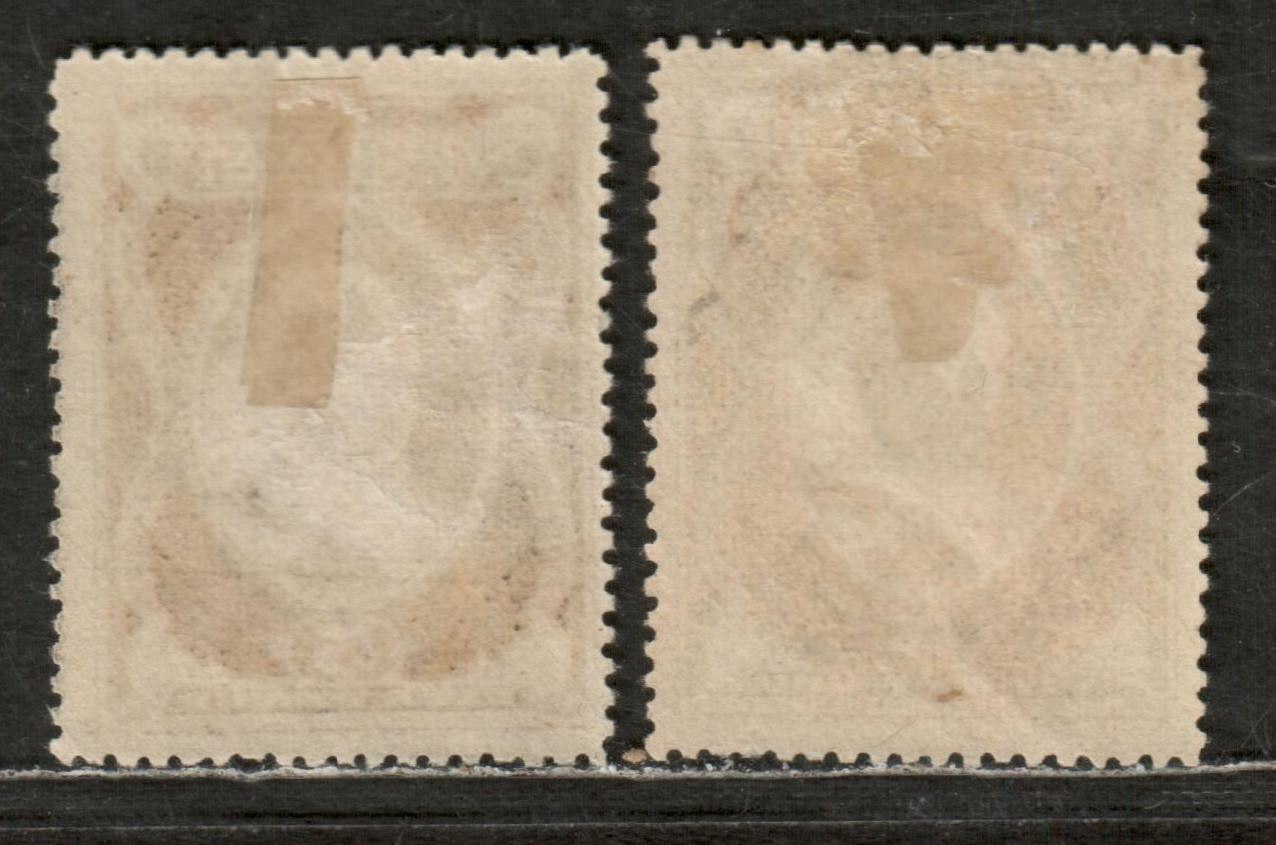 Niger Coast Protectorate SG#29 5d Purple & Deep Violet Queen Victoria, 1894-1895 Unwatermarked Waterlow Widow's Weeds Issue, 2 FOG Singles Perf 14 1/2-15 On Vertical Wove Paper