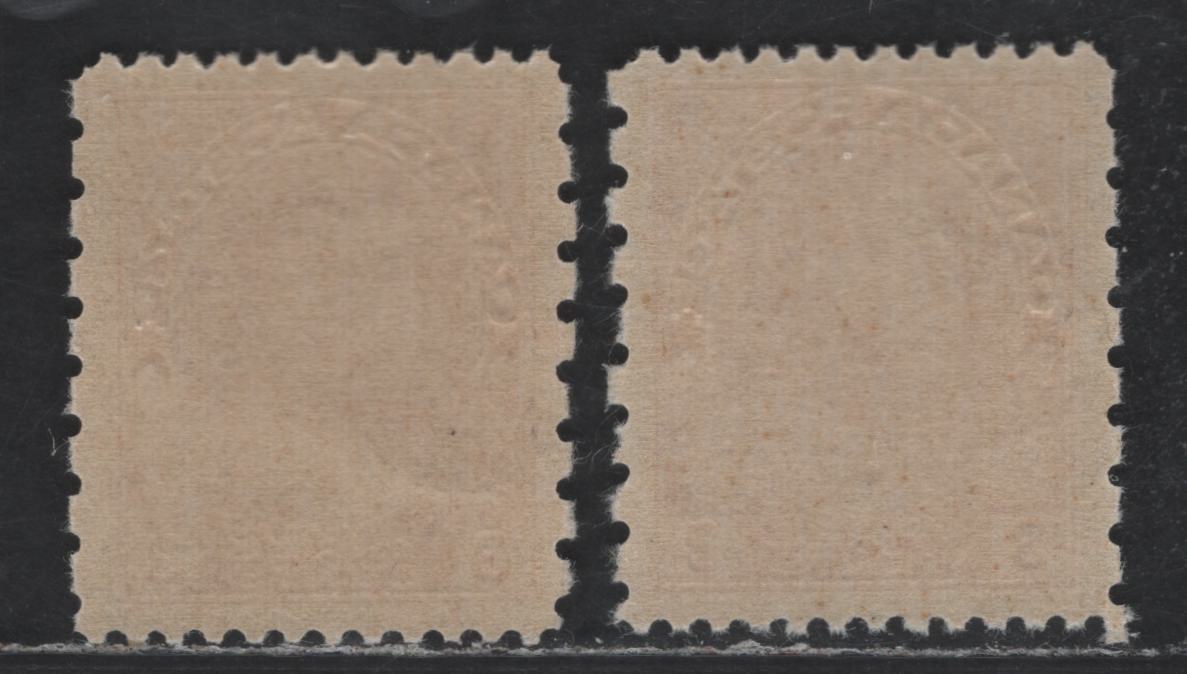 Lot 98 Canada #184 3c Carmine & Carmine Red King George V, 1931 Admiral Provisional Issue, 2 VFNH Singles Die 2, Dry Printing, Redrawn Framelines Perf 12x8