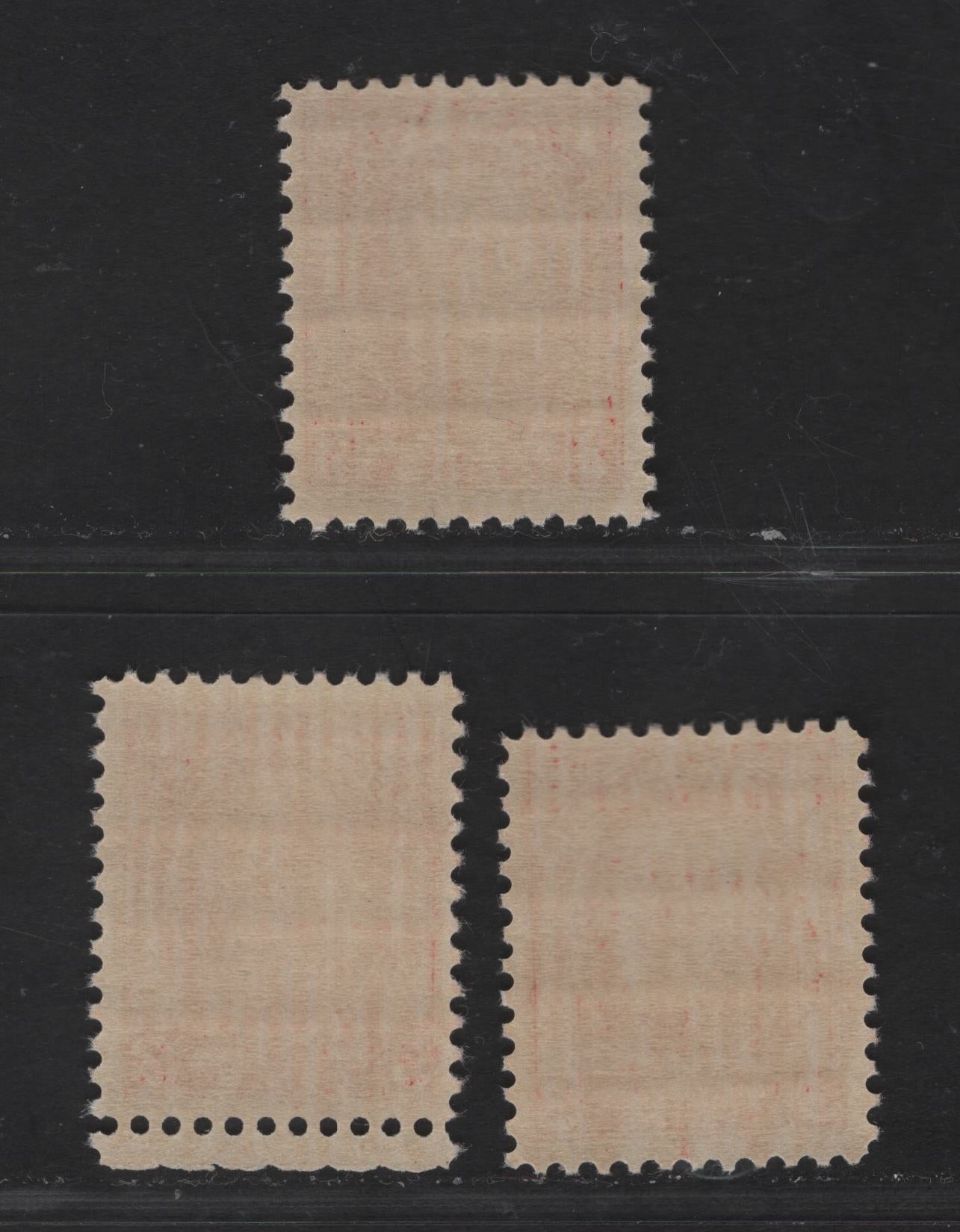 Canada #192 3c Deep Red, Red & Bright Red King George V, 1932 Ottawa Economic Conference Issue, 3 Fine NH Singles With Partially Striated Gum, 4 Gum Breaker Ridges, Semi-Gloss & Satin Sheens