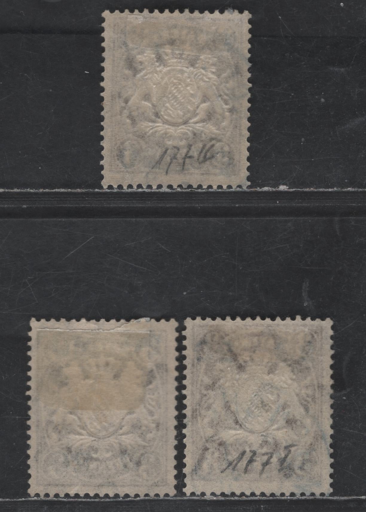 Bavaria Michel# 177IIy&177IIy, Scott# 237 20pf On 3pf Shades Of Olive Brown & Grey Brown, 1920 Surcharge On Embossed Arms Issue, 3 F & VF Used Singles Types 1 & 2