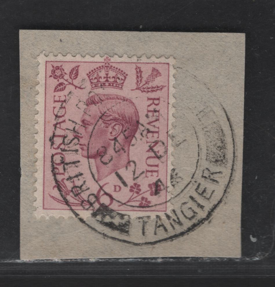 Morocco Agencies SG#Z186 6d Purple King George VI, 1937-1939 KGVI Issue, A Very Fine Used Single On Piece