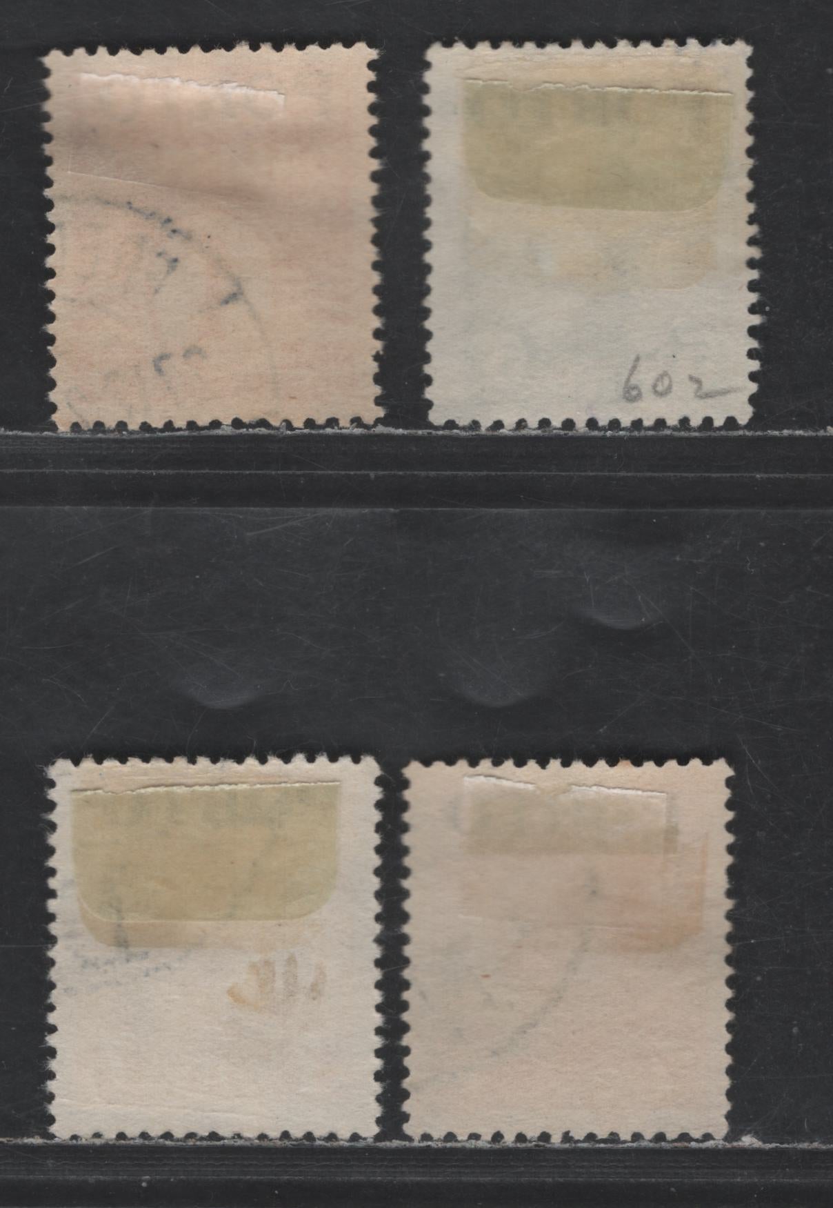 Denmark SC#J1-J3 1o - 7o Deep Orange - Orange Wavy Lined Numeral & King Christian X Overprinted, 1921 Postage Due Issue, 4 Fine/Very Fine Used Singles, Wmk 114, Perf 14x14.5 Two Shades of 7o