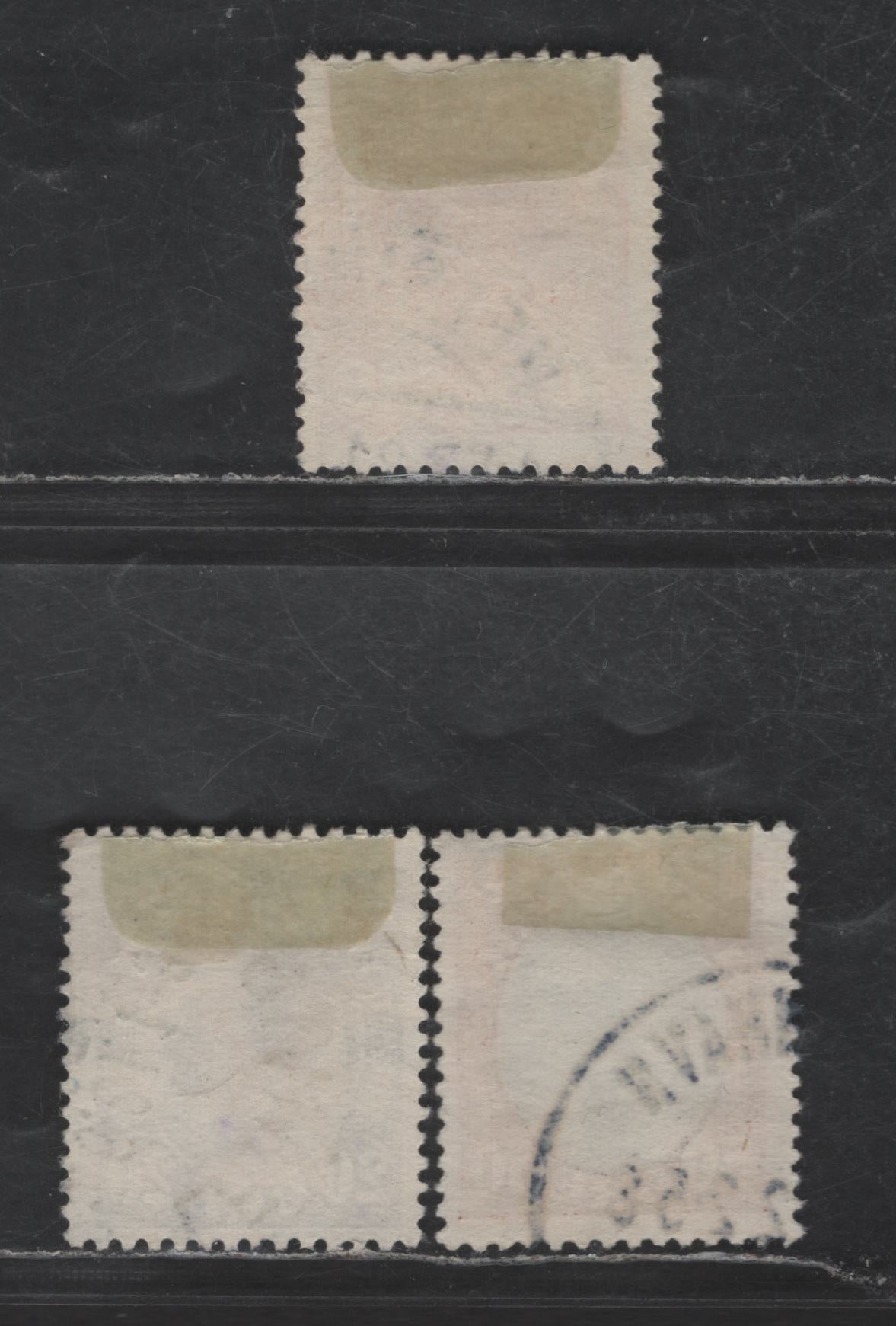 Denmark SC#J4-J5, J7 10o - 50o Red - Claret & Black King Christian X Overprinted, 1921 Postage Due Issue, 3 Fine Used Singles, Wmk 114, Perf 14x14.5