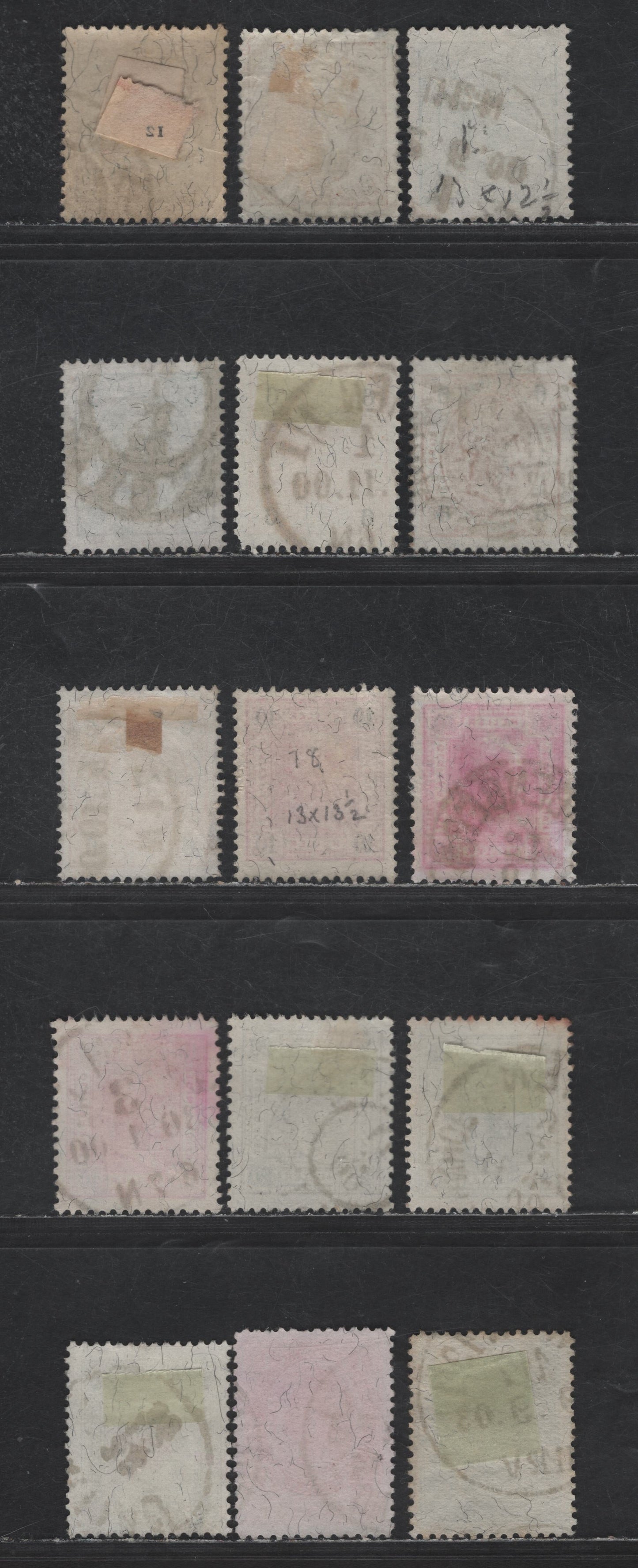 Austria SC#70/84 1h - 2k Lilac - Gray Violet Emperor Franz Josef, 1899 Emperor Franz Josef Issue, 16 Very Fine Used Singles, Heller Currency, Perfs 12.5, 13, 13x12.5 & 13x13.5