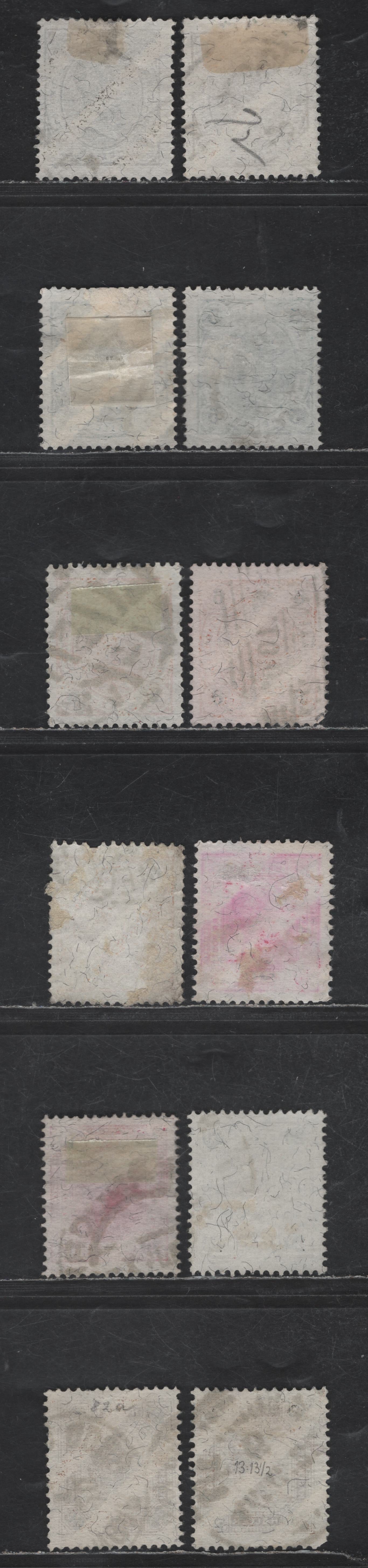 Austria SC#71a/82a 2h - 60h Dark Gray - Brown Emperor Franz Josef, 1899 Emperor Franz Josef Issue, 12 Fine Used Singles, Varnish Bars, Perfs 13, 13x5 & 13x12.5