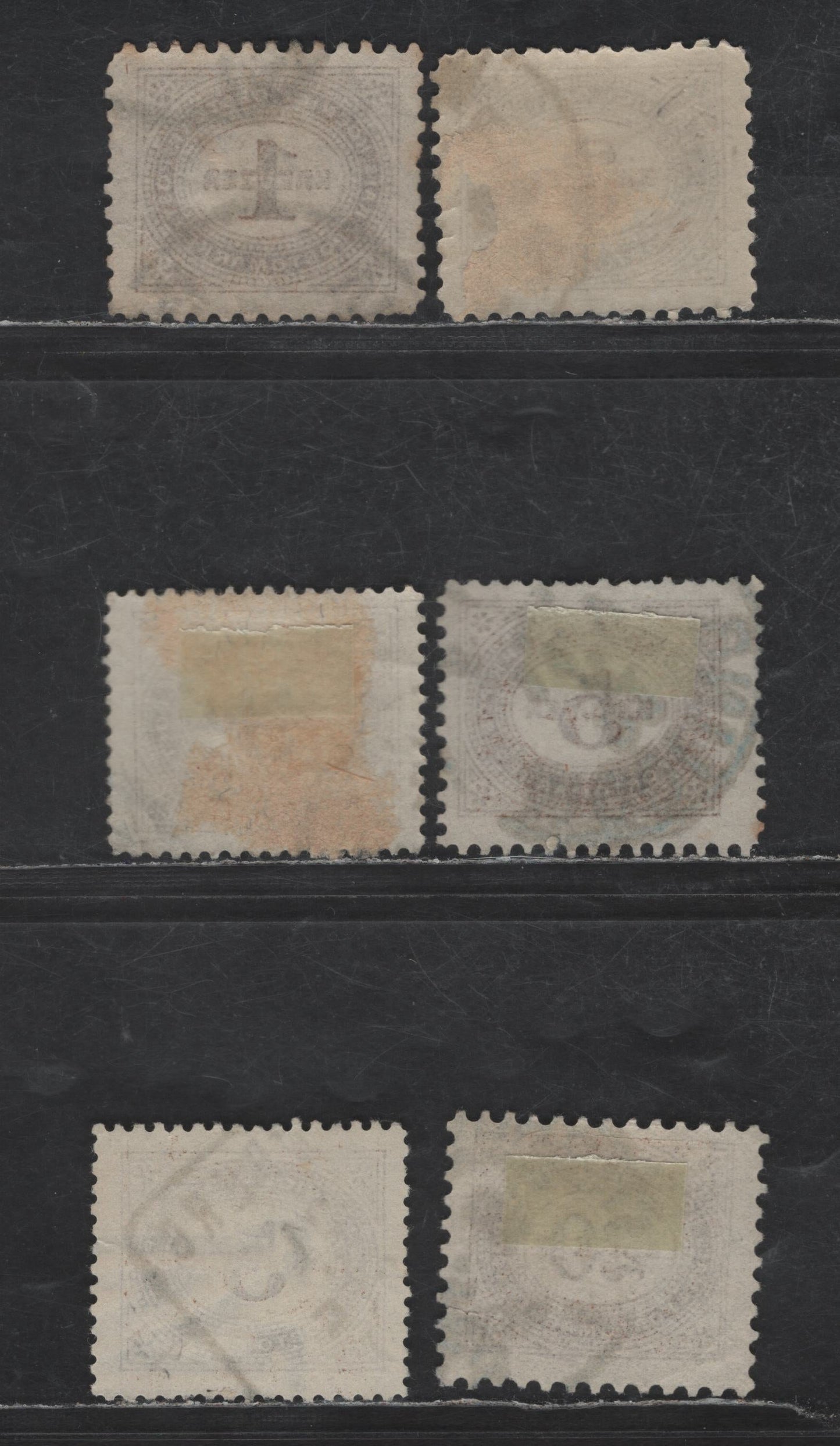 Austria SC#J1/J8 1k - 20k Brown Numeral, 1894-1895 Postage Due, 6 Fine/Very Fine Used Singles, Perfs 10.5, 11.5 & 12.5