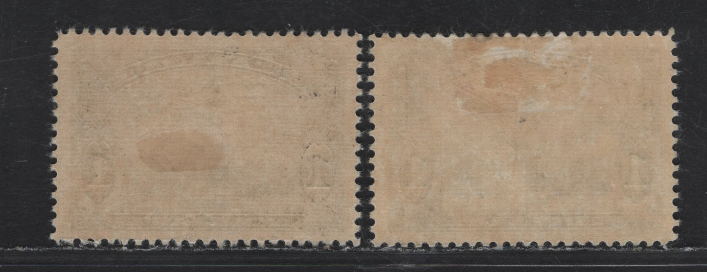 Lot 106 Canada #227 $1 Dark Blue & Deep Bright Blue Champlain Monument, 1935-1937 Dated Die Issue, 2 Fine & VFOG Singles Horizontal Wove Paper