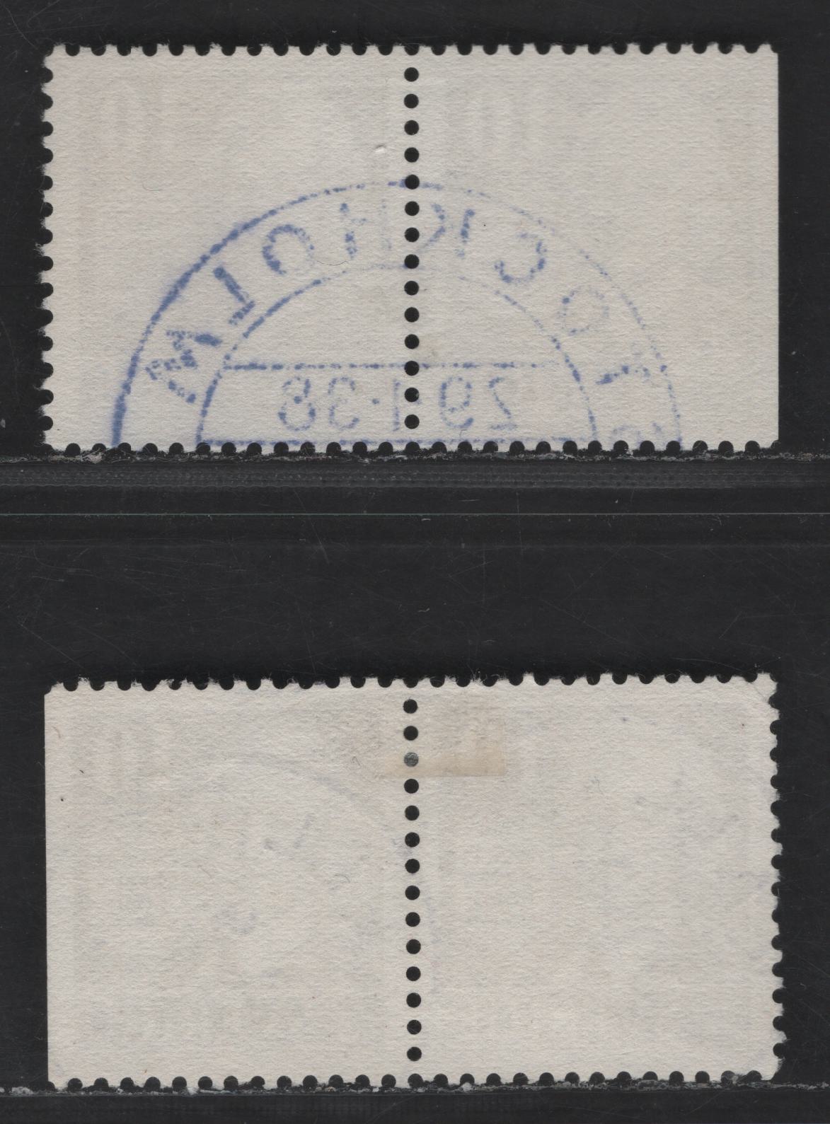 Lot 177 Sweden SC#264, 264a (Facit #259CB,BC) 10o Violet Emanuel Swedenborg, 1938 Pictorial Issue, 2 Very Fine Used Pairs, Containing Both Perf on 3 Sides & 4 Sides