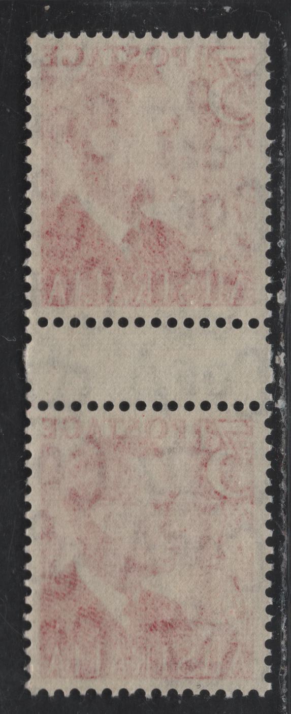 Australia SG#235var 3d Scarlet King George VI, 1950-1952 Royal Profile Definitives, A VFNH Gutter Pair, Unlisted