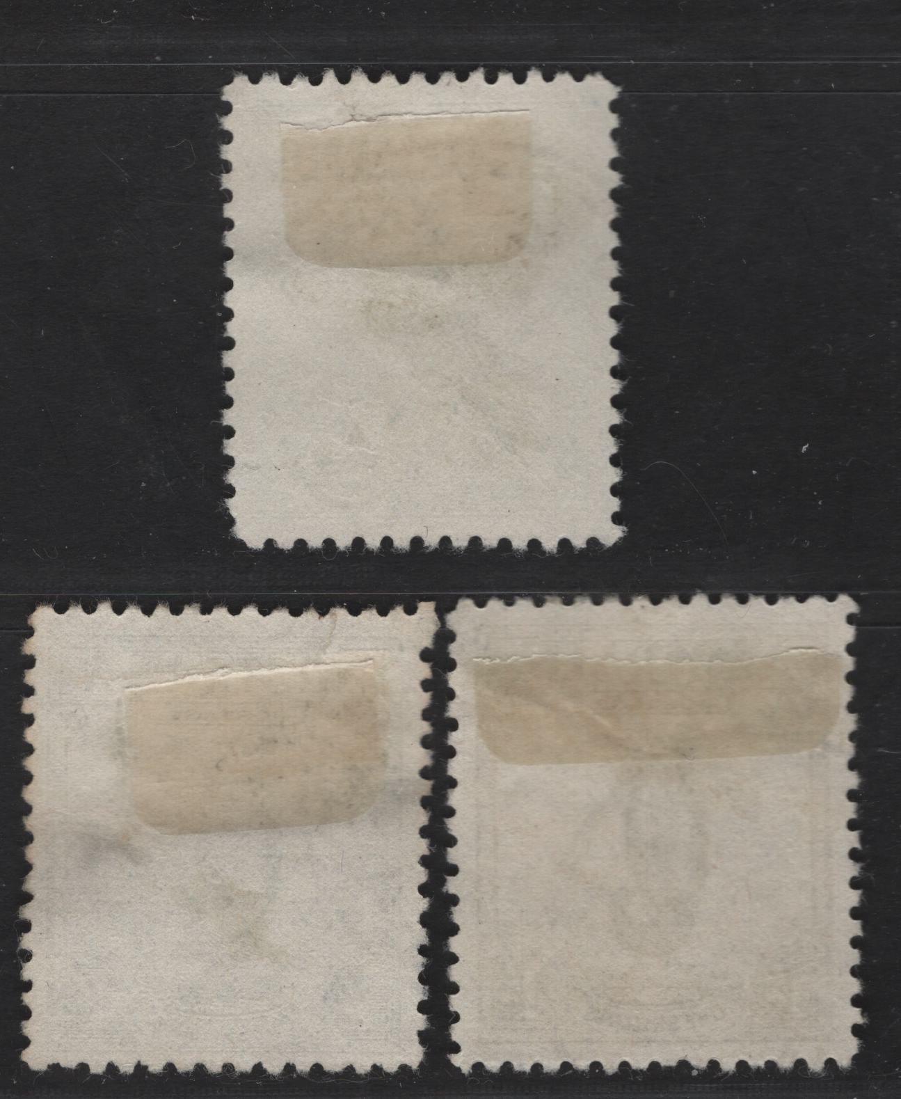 Australia SG#106, 140, 140a 3d - 1/- Blue - Green Bird - Lyrebird, 1927-1932 Melbourne Stamp Exhibition - Lyrebird Issues, 3 Very Fine Used Singles, Nice Centering, Hard to Find These