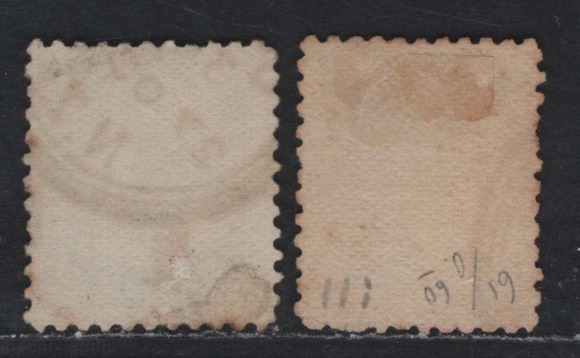 New Zealand SG#271-272 1/2d - 2d Black - Bright purple Queen Victoria, 1900 Provisional Postage & Revenue Sideface Issue, 2 Very Good Used Singles, Perf 11, Pirie Paper, Wmk Double Lined Star & NZ