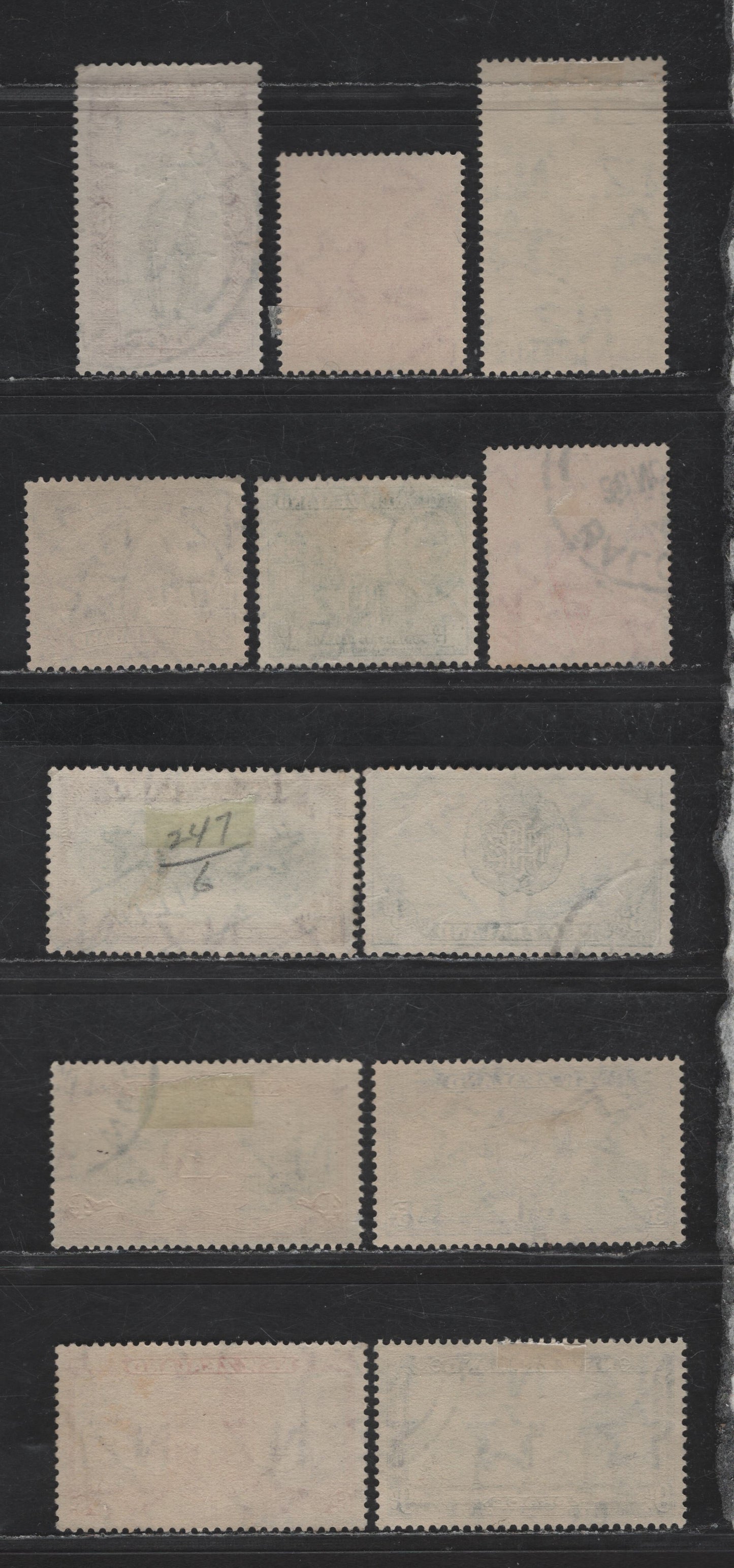 New Zealand SG#667-677 1/2d - 1/- Green & Brown - Gray Black Lake Matheson - National Memorial Campanile, 1946 Peace Issue, 12 Fine/Very Fine Used Singles, Includes Sideways Inverted Wmk on 1.5d