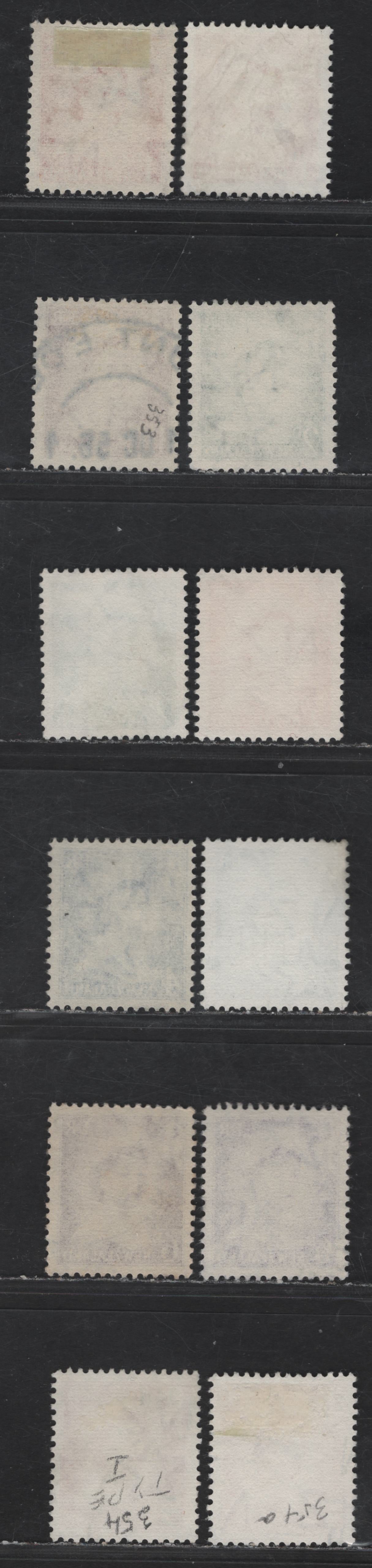 New Zealand #745/808a 1d Orange - 2 1/2d On 3d Vermilion, 1955-1961 Queen Elizabeth II Definitives, Revised Designs Issue, 12 VF Used Singles Both Normal & Opaque Surfaced Papers. Surcharge Includes Both Wide & Narrow Settings