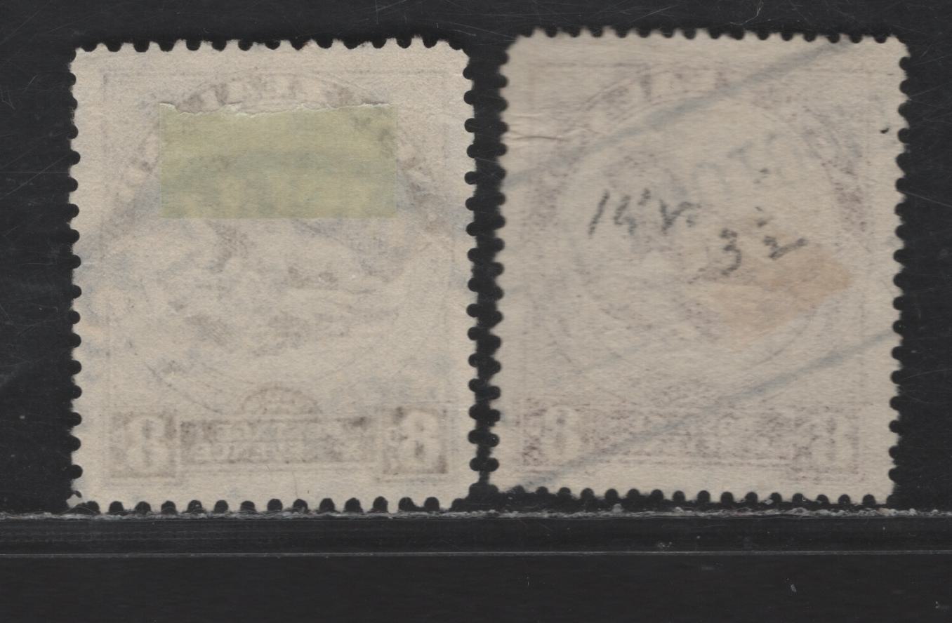 New Zealand SG#586b-c 8d Chocolate & Sepia Tuatara Lizard, 1936-1942 Pictorial Issue, 2 Very Fine Used Singles, Perfs 14x13.5 & 12.5