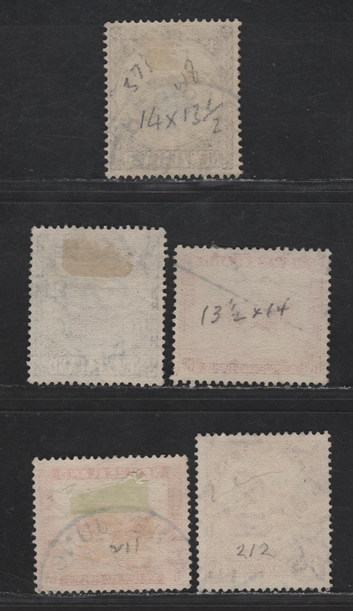 New Zealand SG#583, 583d, 585,c, 586d 4d - 8d Black & Sepia - Chocolate Mitre Peak - Tuatara Lizard, 1936-1942 Pictorial Issue, 5 Fine/Very Fine Used Singles, Different Perfs & Papers