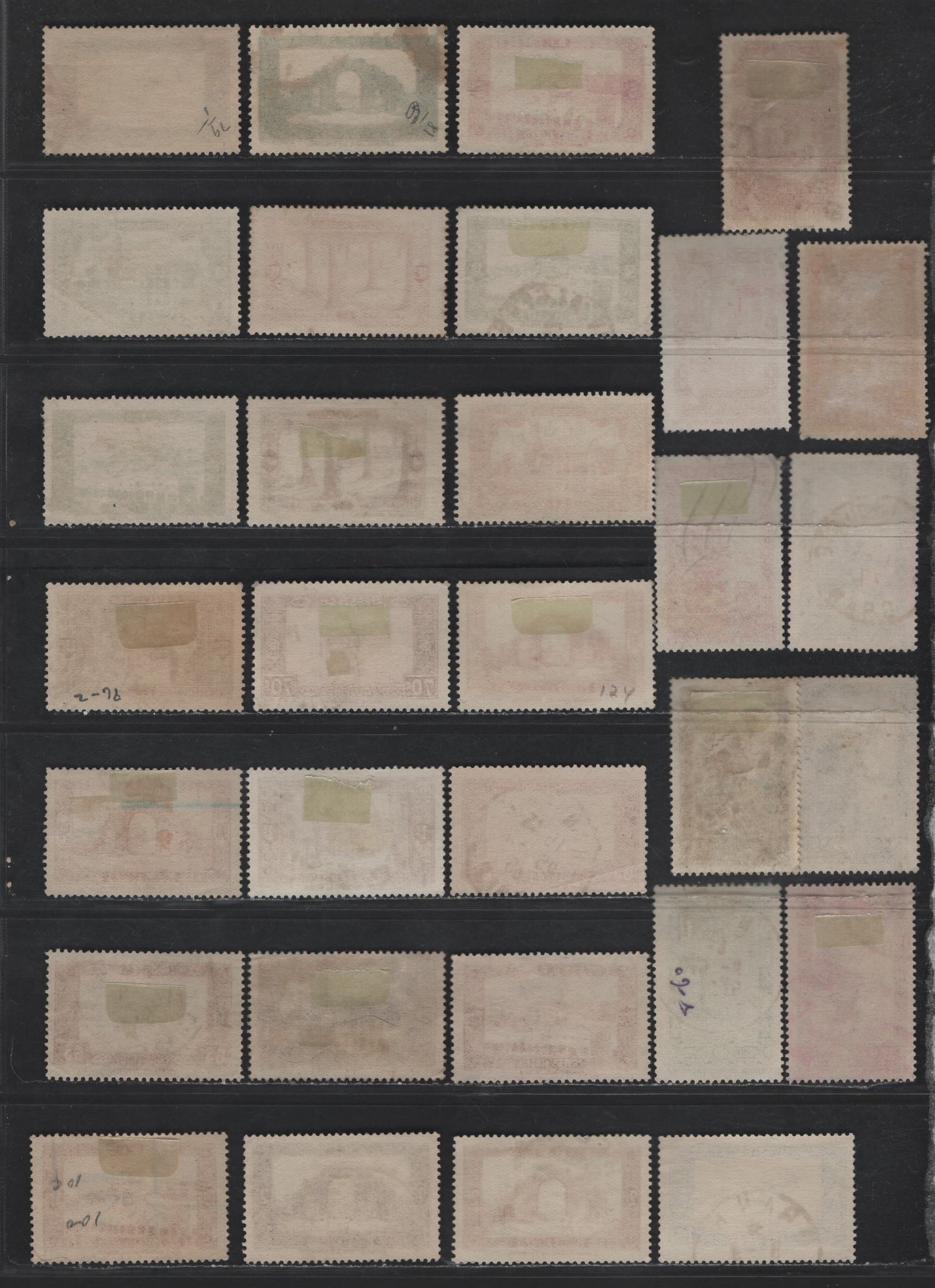 Lot 12 Algeria SC#79-90, 92-97, 99-100, 104, 107 1c - 10fr Ultramarine - Henna Brown Travel across the Sahara - Sidi Bon Medine Cemetery at Tiemcen, 1936-1941 Engraved Pictorial Issue, 31 Fine/Very Fine Used Singles, Shade Varieties of Several Values