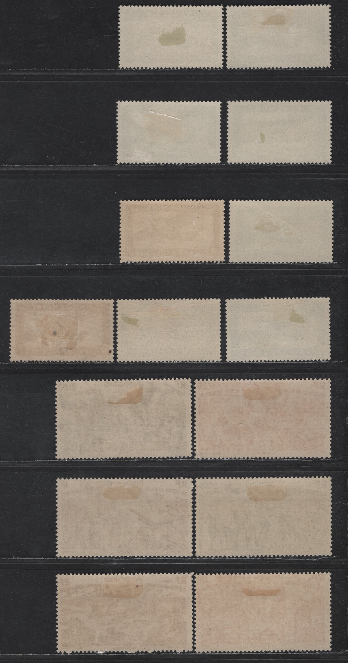 Lot 142 Indo-China SC#C1-C2, C10A, C13A, C20-C23 1c - 5pi Olive Brown - Orange Red Airplane - Chad to Rhine, 1933-1946 Airmail Issues, 15 F/VFOG Singles With Additional Shades