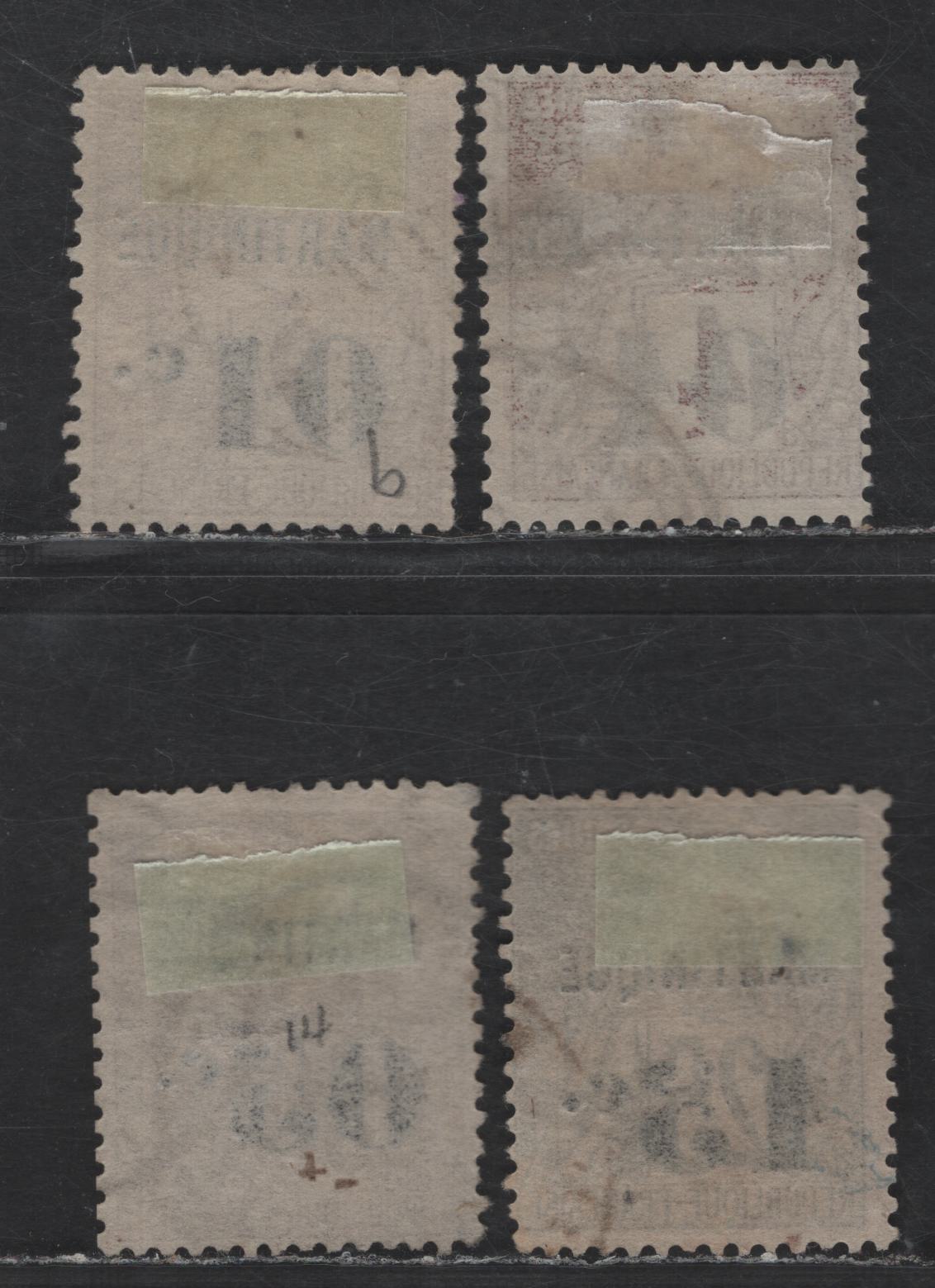 Lot 166 Martinique SC#9-10, 14, 19 1c on 2c - 15c Brown on Yellowish - Black on Rose Navigation & Commerce, 1886-1891 Surcharged French Colonies Issue, 4 Fine Used Singles