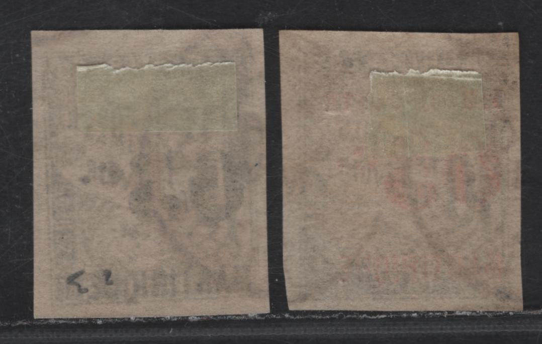 Lot 170 Martinique SC#23, 26 5c on 10c - 5c on 15c Black Numeral & Banner, 1891-1892 Surcharged French Colonies Issue, 2 Very Fine Used Imperf Singles, Black & Red Surcharges