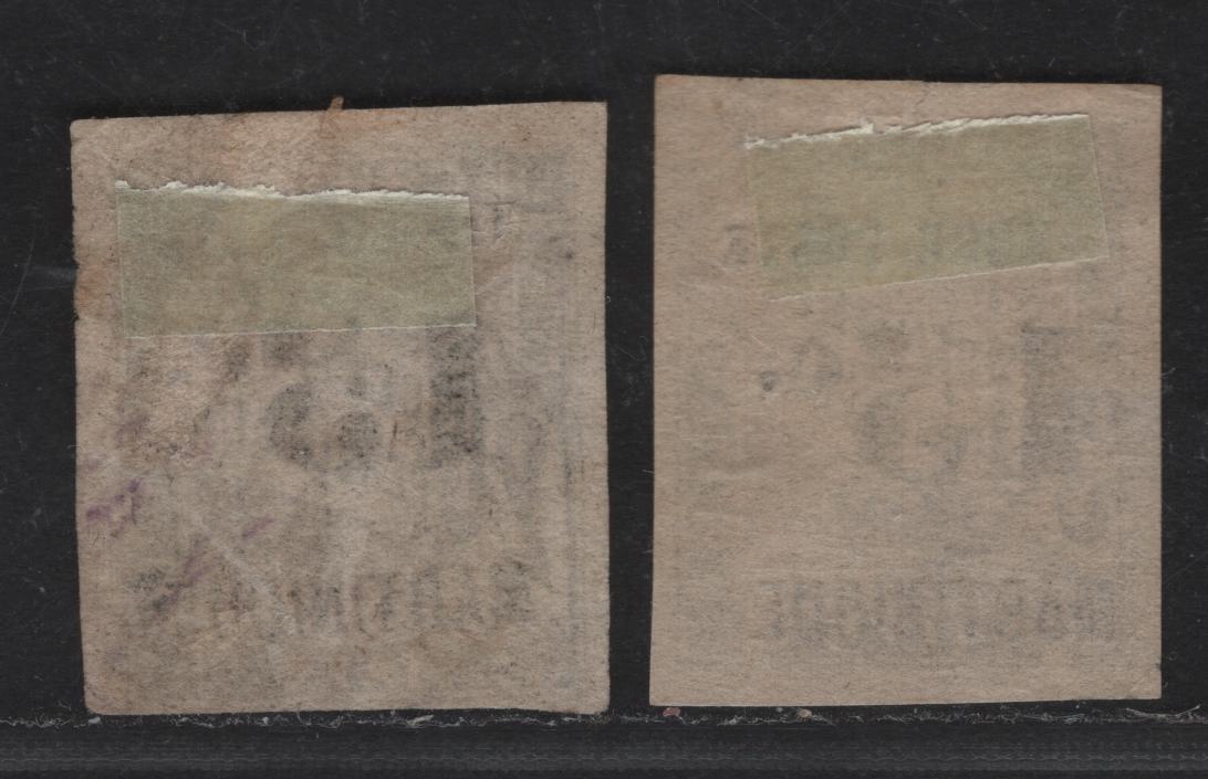 Lot 171 Martinique SC#24-25 15c on 20c - 15c on 30c Black Numeral & Banner, 1891-1892 Surcharged French Colonies Issue, 2 Fine/Very Fine Used Imperf Singles, Black Surcharges