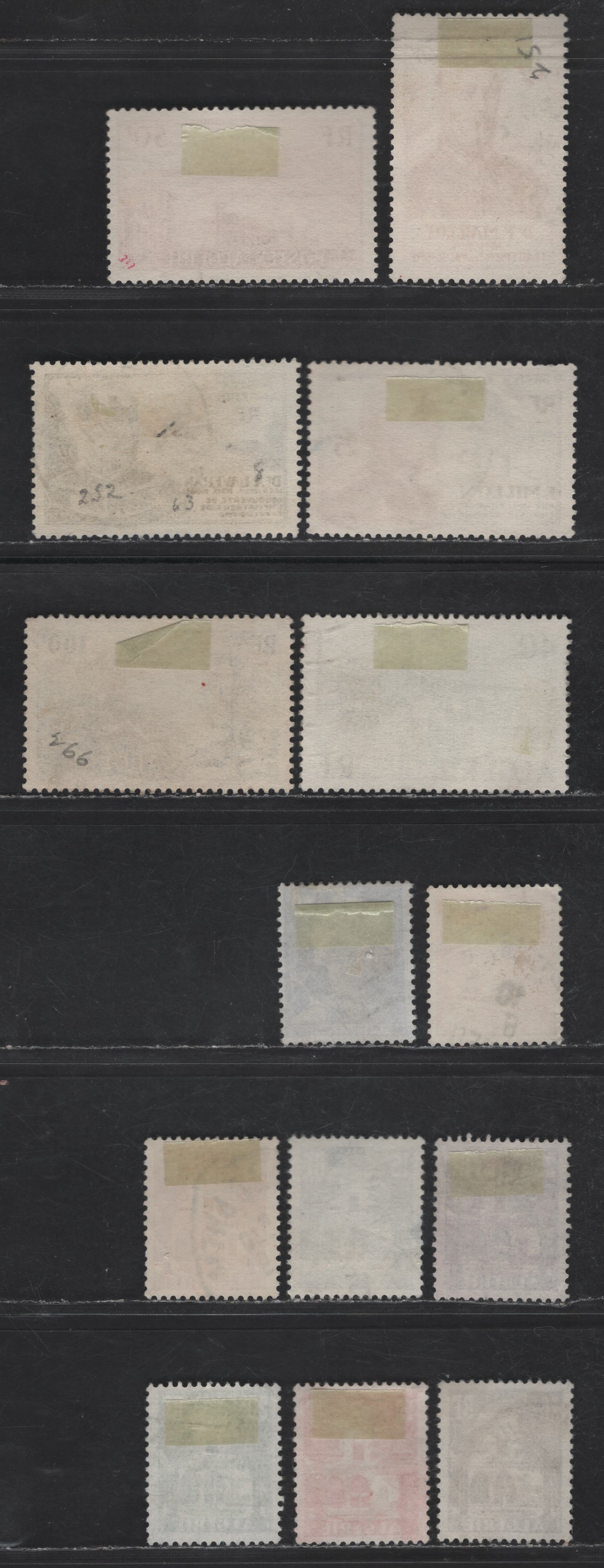 Lot 18 Algeria SC#250-252, 258, 263, 265-271, 283-284 25fr - 20fr Dark Green & Chocolate - Ultramarine Eugene Millon - Marianne, 1954-1958 Military Health Service - Marianne Type Definitive, 14 Very Fine Used Singles