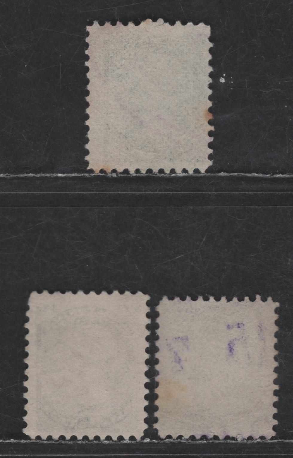 Canada #34i 1/2c Gray Black, Black & Silver Black Queen Victoria, 1870-1893 Small Queen Issue, 3 Fine Used Singles, Late Second Ottawa Printing, Paper Type 2O-F (See Body), Perfs 12x1x12 & 12