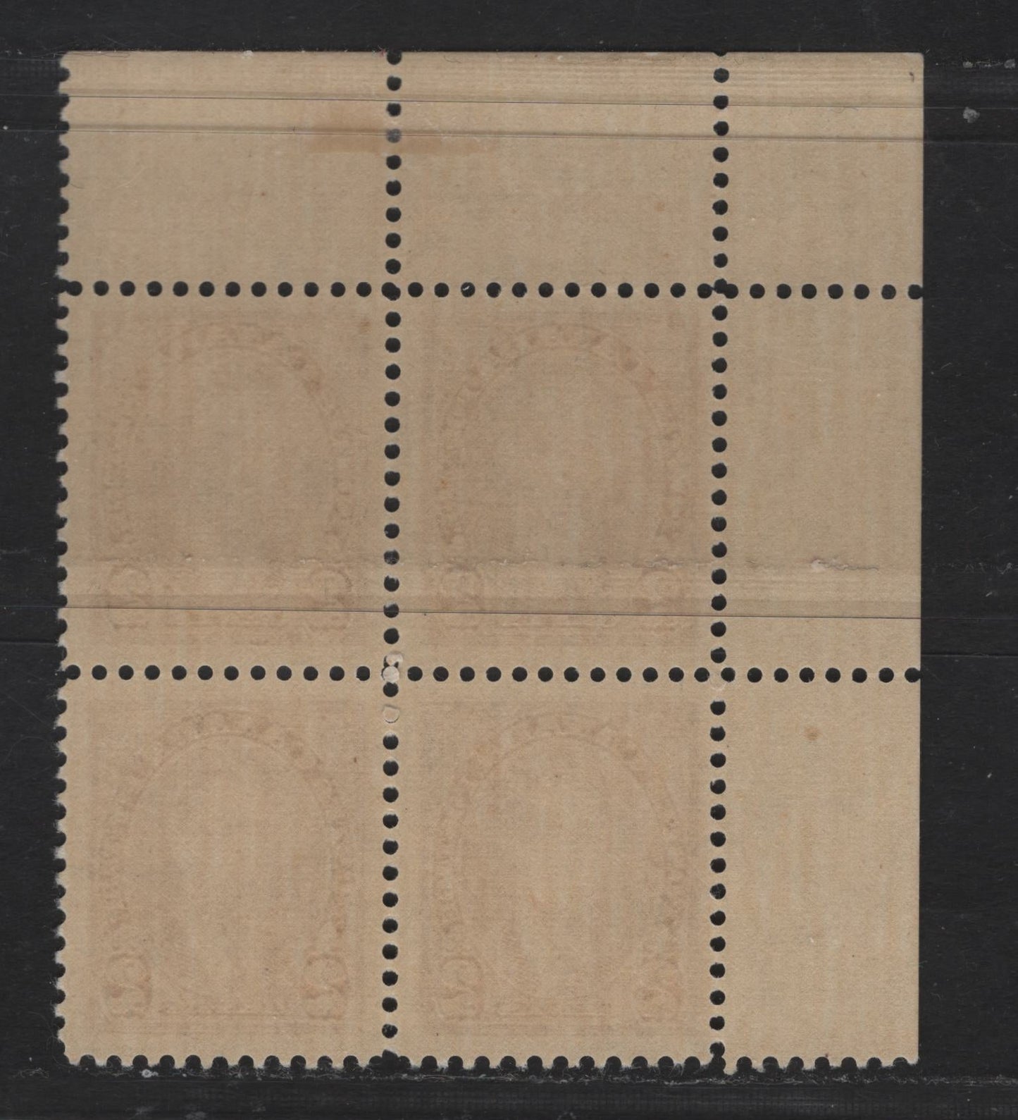 Lot 253 Canada #232 2c Brown King George VI, 1937 Mufti Issue, A VFNH UL Plate 1 Block Of 4, Perf 12, Hinge in Selvedge